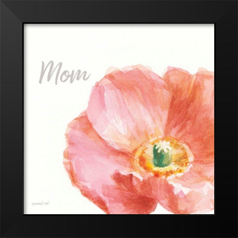 Garden Poppy Flipped on White Crop II Mom Black Modern Wood Framed Art Print by Nai, Danhui