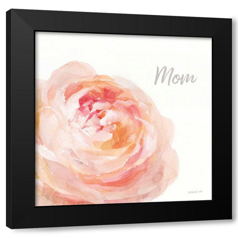 Garden Rose on White Crop II Mom Black Modern Wood Framed Art Print with Double Matting by Nai, Danhui