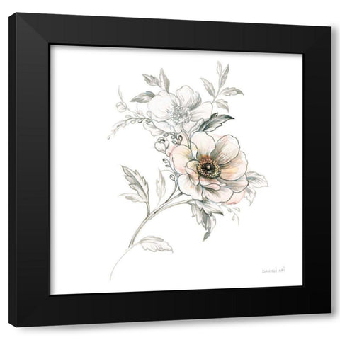 Sketchbook Garden VII Black Modern Wood Framed Art Print with Double Matting by Nai, Danhui