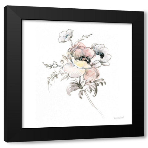 Sketchbook Garden X Black Modern Wood Framed Art Print with Double Matting by Nai, Danhui