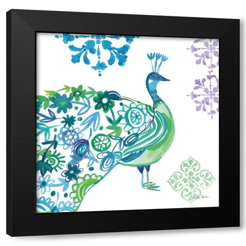 Jewel Peacocks II Black Modern Wood Framed Art Print by Zaman, Farida