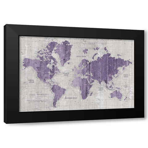 Old World Map Purple Gray Black Modern Wood Framed Art Print with Double Matting by Wild Apple Portfolio