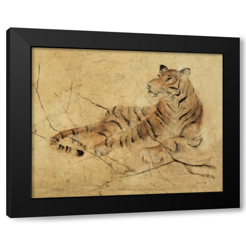 Global Tiger Light Crop Black Modern Wood Framed Art Print by Blum, Cheri