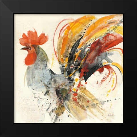 Festive Rooster II Black Modern Wood Framed Art Print by Hristova, Albena