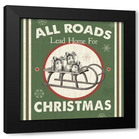 Farmhouse Holiday II Color Black Modern Wood Framed Art Print by Pela Studio