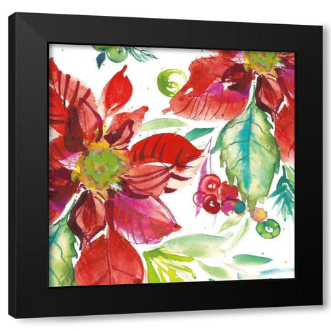 Poinsettia Pretty II Black Modern Wood Framed Art Print by Rice, Kristy