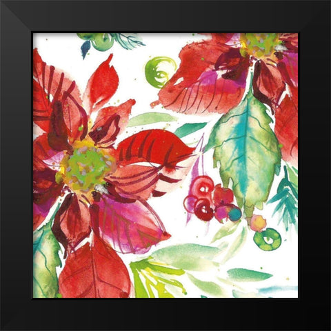 Poinsettia Pretty II Black Modern Wood Framed Art Print by Rice, Kristy