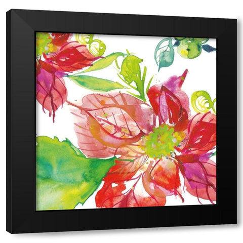 Poinsettia Pretty III Black Modern Wood Framed Art Print by Rice, Kristy