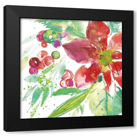 Poinsettia Pretty IV Black Modern Wood Framed Art Print by Rice, Kristy