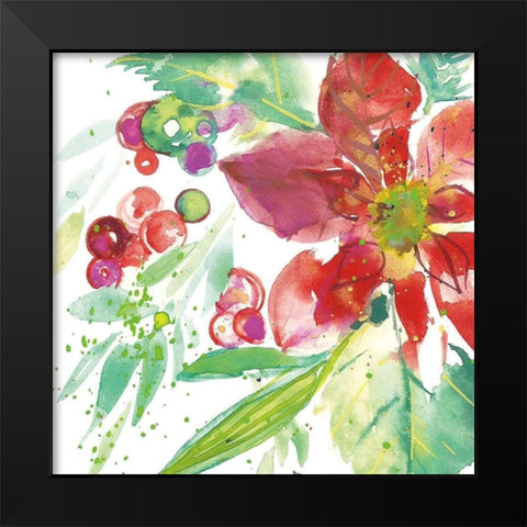 Poinsettia Pretty IV Black Modern Wood Framed Art Print by Rice, Kristy