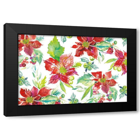 Poinsettia Pretty V Black Modern Wood Framed Art Print with Double Matting by Rice, Kristy