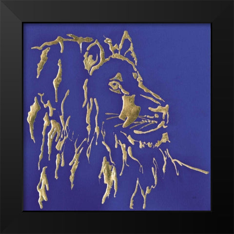 Gilded Lion Indigo Black Modern Wood Framed Art Print by Paschke, Chris