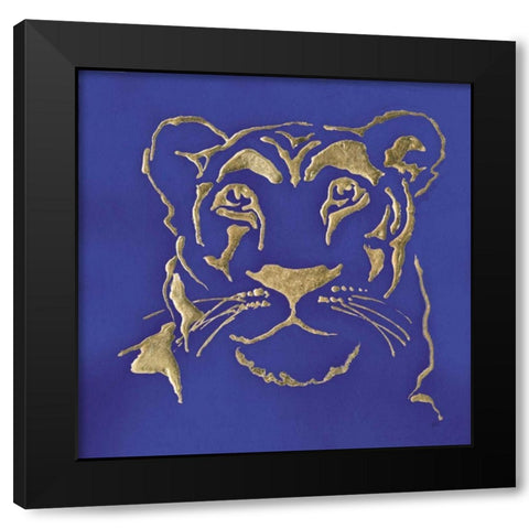 Gilded Lioness Indigo Black Modern Wood Framed Art Print with Double Matting by Paschke, Chris