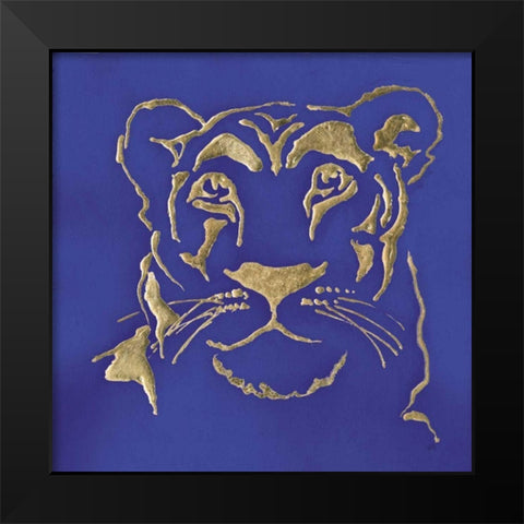 Gilded Lioness Indigo Black Modern Wood Framed Art Print by Paschke, Chris