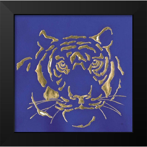 Gilded Tiger Indigo Black Modern Wood Framed Art Print by Paschke, Chris