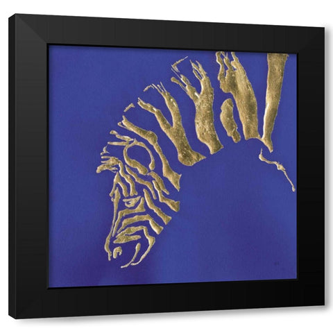 Gilded Zebra Indigo Black Modern Wood Framed Art Print with Double Matting by Paschke, Chris