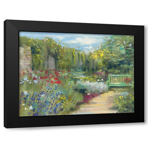 Garden Bench Black Modern Wood Framed Art Print with Double Matting by Rowan, Carol