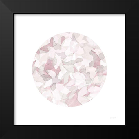 Leafy Abstract Circle I Blush Gray Black Modern Wood Framed Art Print by Nai, Danhui
