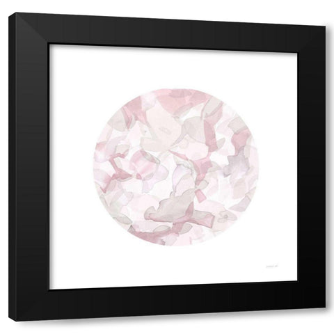 Leafy Abstract Circle II Blush Gray Black Modern Wood Framed Art Print with Double Matting by Nai, Danhui
