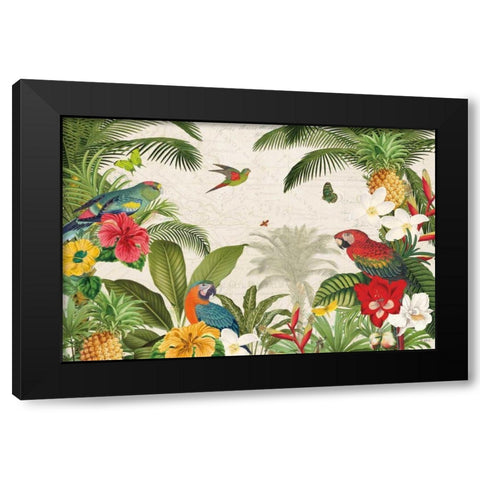 Parrot Paradise I Black Modern Wood Framed Art Print by Pertiet, Katie