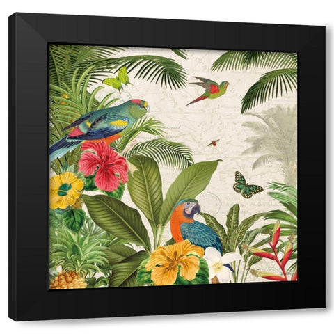 Parrot Paradise II Black Modern Wood Framed Art Print with Double Matting by Pertiet, Katie