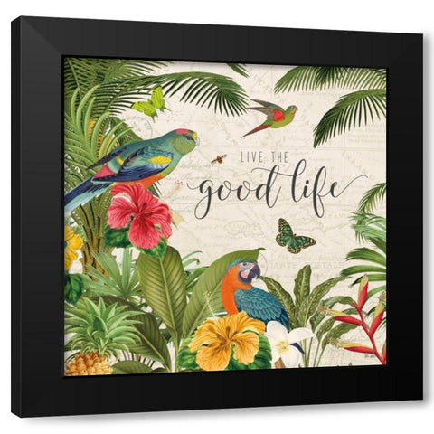 Parrot Paradise IV Black Modern Wood Framed Art Print by Pertiet, Katie