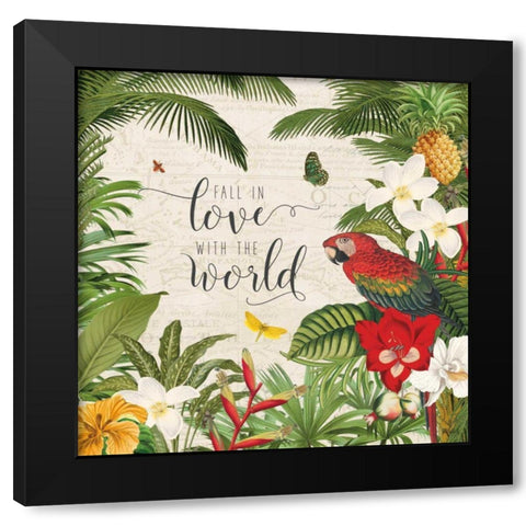Parrot Paradise V Black Modern Wood Framed Art Print with Double Matting by Pertiet, Katie