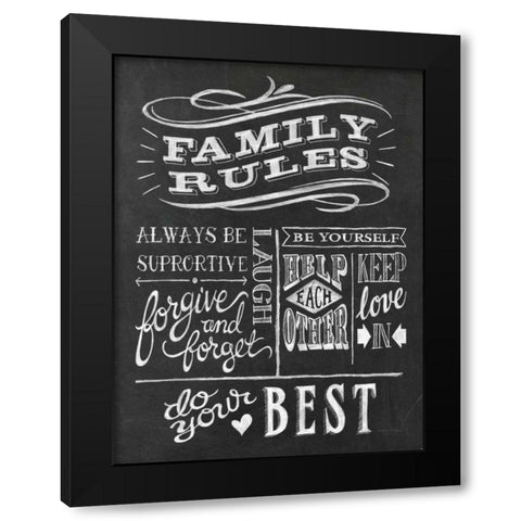 Family Rules I v2 Black Modern Wood Framed Art Print with Double Matting by Urban, Mary