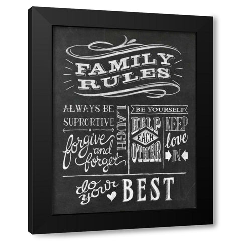 Family Rules I v2 Black Modern Wood Framed Art Print by Urban, Mary