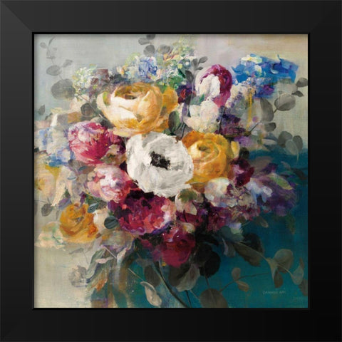Fall Bouquet Black Modern Wood Framed Art Print by Nai, Danhui