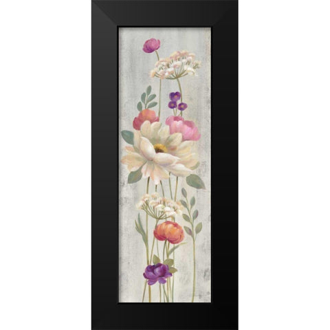 Retro Floral I Black Modern Wood Framed Art Print by Vassileva, Silvia
