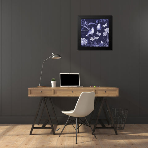 Botanical Blue V Black Modern Wood Framed Art Print by Pertiet, Katie
