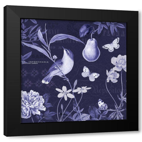 Botanical Blue V Black Modern Wood Framed Art Print by Pertiet, Katie