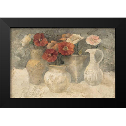 Poppies in White Black Modern Wood Framed Art Print by Hristova, Albena