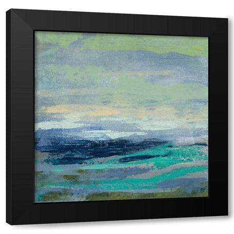 Teal Wave I Black Modern Wood Framed Art Print by Vassileva, Silvia