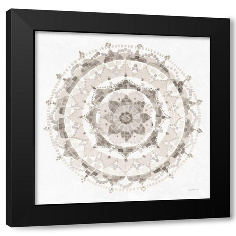 Neutral Mandala Black Modern Wood Framed Art Print by Nai, Danhui