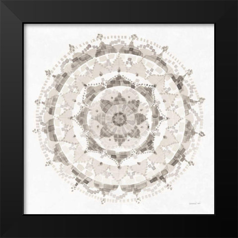 Neutral Mandala Black Modern Wood Framed Art Print by Nai, Danhui