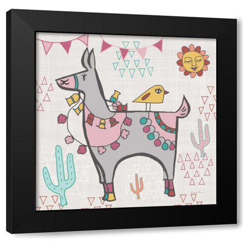 Playful Llamas II Black Modern Wood Framed Art Print by Zaman, Farida