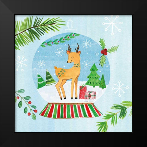 Snow Globe Animals I Black Modern Wood Framed Art Print by Zaman, Farida