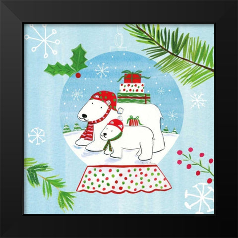 Snow Globe Animals II Black Modern Wood Framed Art Print by Zaman, Farida