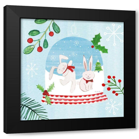 Snow Globe Animals IV Black Modern Wood Framed Art Print by Zaman, Farida