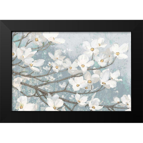Dogwood Blossoms II Blue Gray Crop Black Modern Wood Framed Art Print by Wiens, James