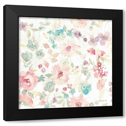 June Blooms Pattern I Black Modern Wood Framed Art Print with Double Matting by Nai, Danhui