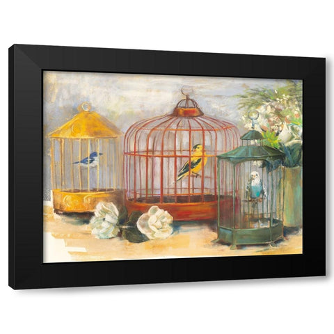 Birdcage Trio Black Modern Wood Framed Art Print with Double Matting by Rowan, Carol