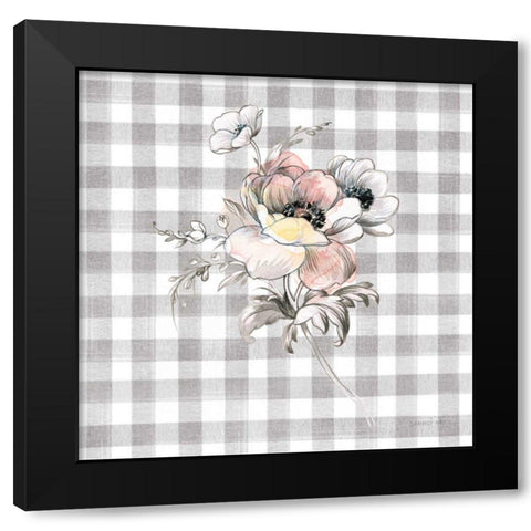 Sketchbook Garden X Checker Black Modern Wood Framed Art Print with Double Matting by Nai, Danhui