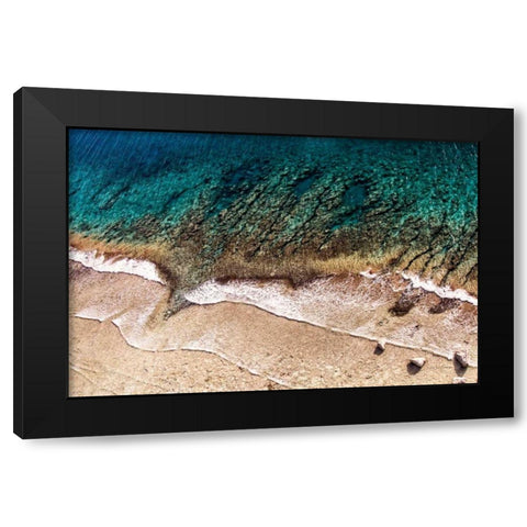 Sand and Sea Black Modern Wood Framed Art Print with Double Matting by Van Swearingen, Debra