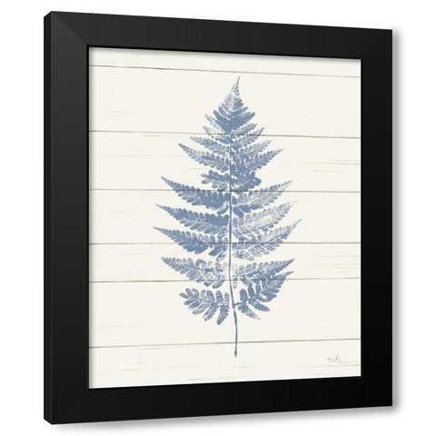 Fern Print I Blue Crop Black Modern Wood Framed Art Print by Hershey, Moira