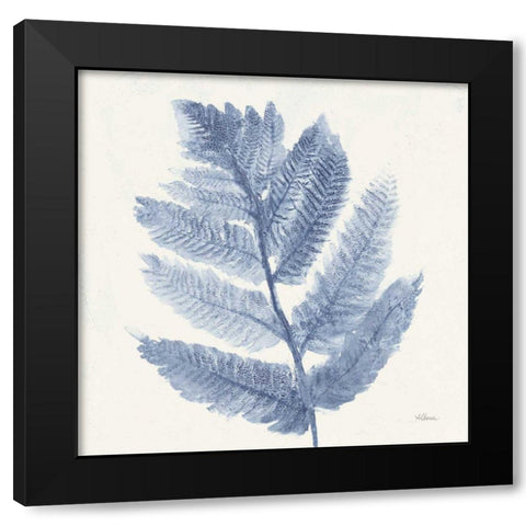 Forest Ferns I Blue Black Modern Wood Framed Art Print by Hristova, Albena