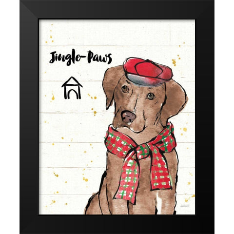 Strike a Paws II v2 Christmas Jingle Paws Black Modern Wood Framed Art Print by Tavoletti, Anne