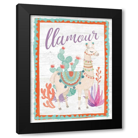 Lovely Llamas II Llamour Black Modern Wood Framed Art Print by Urban, Mary